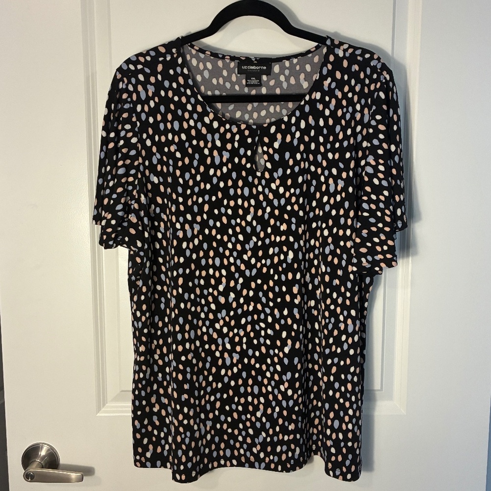 Liz Claiborne XXL Womens Round Neck Short Sleeve Blouse